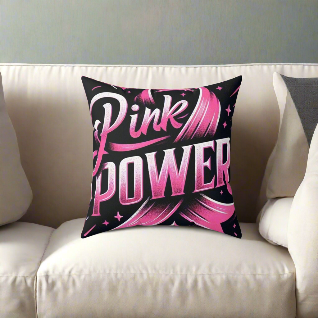 Spun Polyester Square Pillow TLW creation pink power